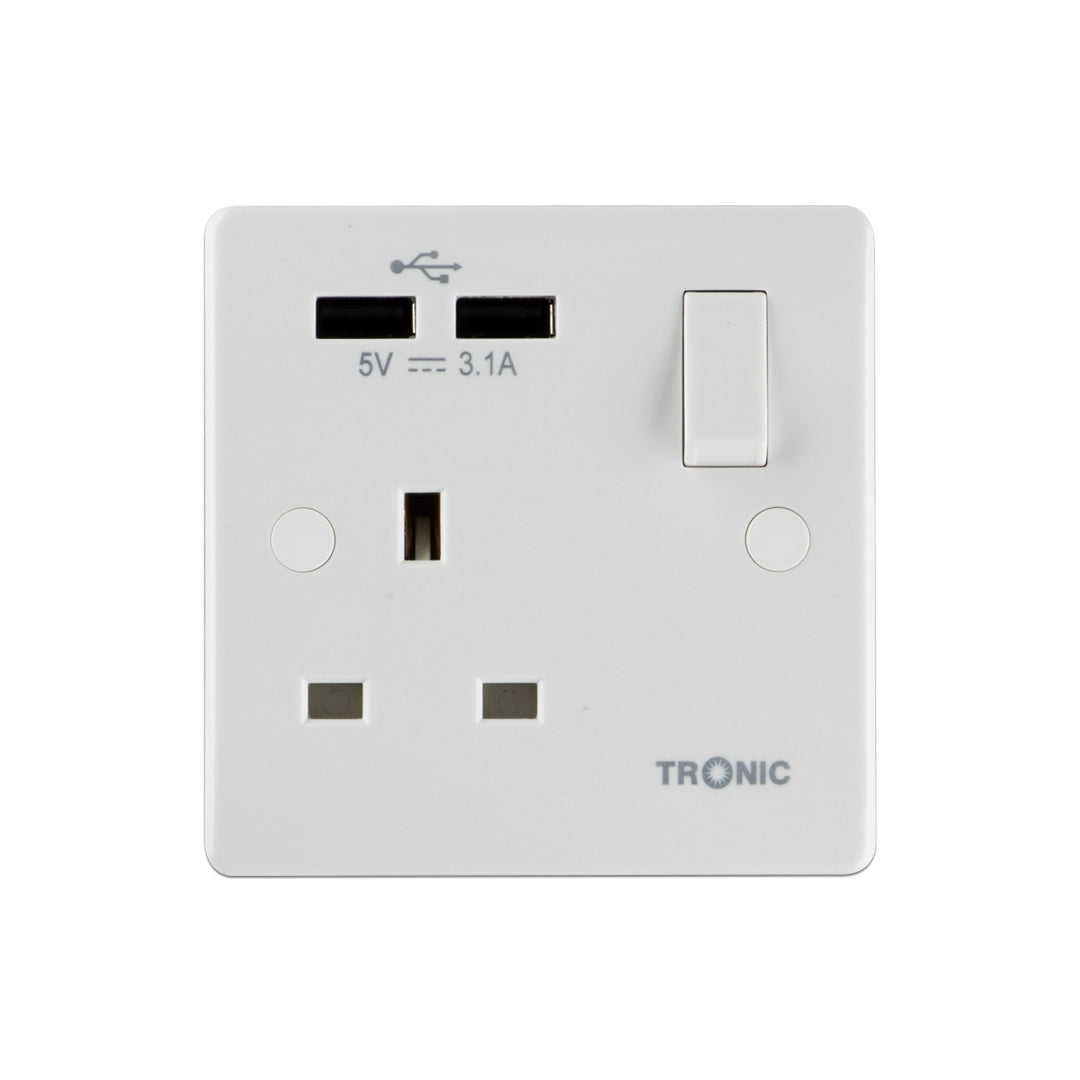 Single Switch Socket with 2XUSB – TRONIC UGANDA LIMITED