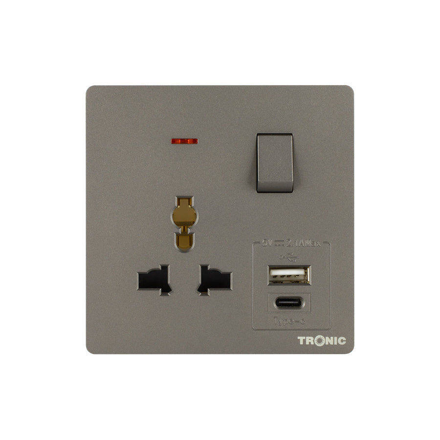 Universal Single Switch Socket with USB + Type C – TRONIC UGANDA LIMITED