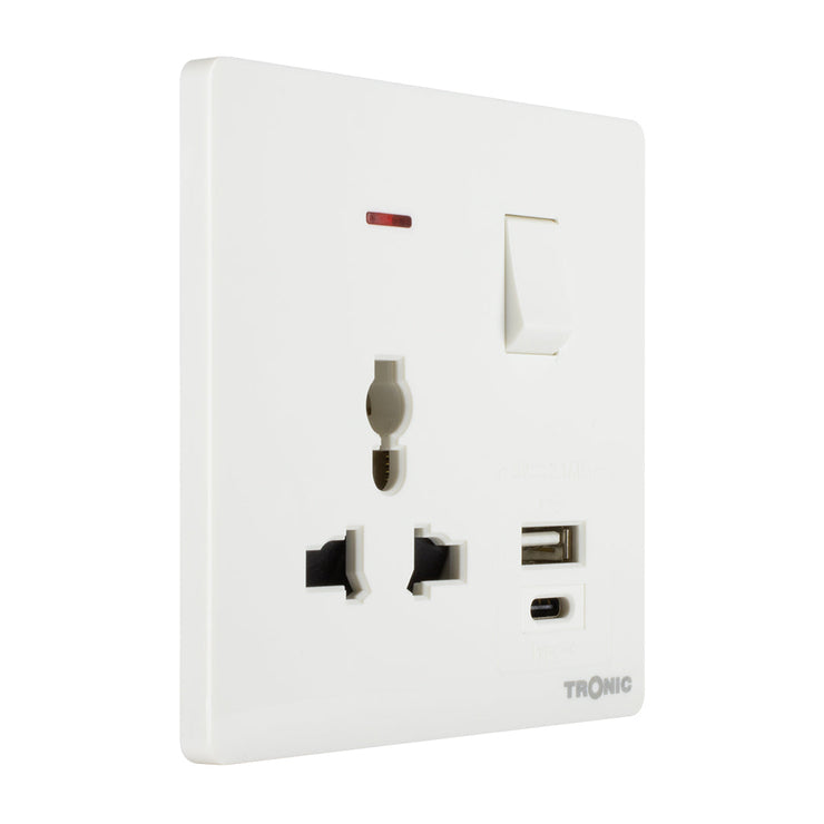 Universal Single Switch Socket with USB + Type C – TRONIC UGANDA LIMITED