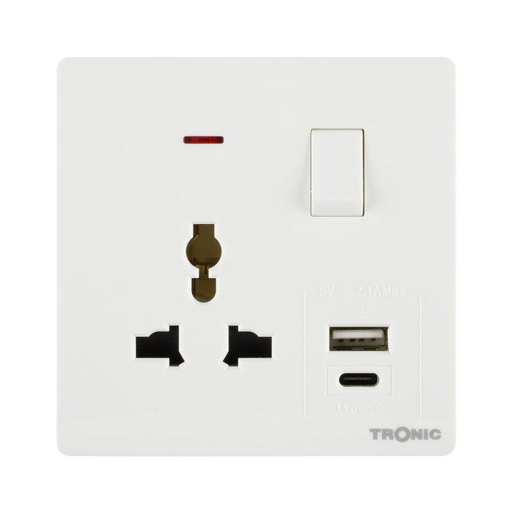 Universal Single Switch Socket with USB + Type C – TRONIC UGANDA LIMITED